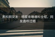 黑料网突发：明星亲曝爆料全程，网友直呼过瘾