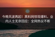 今晚风波再起！黑料网惊现爆料，业内人士无奈回应：全网热议不断