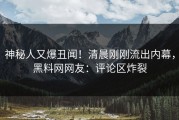神秘人又爆丑闻！清晨刚刚流出内幕，黑料网网友：评论区炸裂