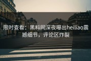 限时查看：黑料网深夜曝出heiliao震撼细节，评论区炸裂