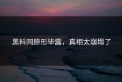 黑料网原形毕露，真相太崩塌了