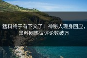 猛料终于有下文了！神秘人现身回应，黑料网热议评论数破万