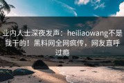 业内人士深夜发声：heiliaowang不是我干的！黑料网全网疯传，网友直呼过瘾