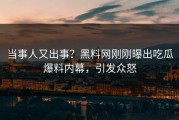 当事人又出事？黑料网刚刚曝出吃瓜爆料内幕，引发众怒