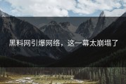 黑料网引爆网络，这一幕太崩塌了