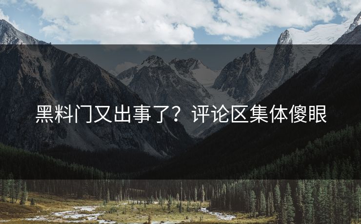 黑料门又出事了？评论区集体傻眼
