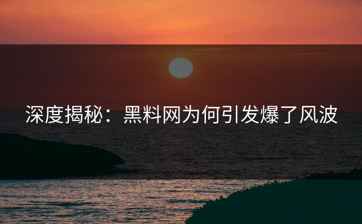 深度揭秘：黑料网为何引发爆了风波