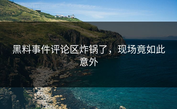 黑料事件评论区炸锅了，现场竟如此意外