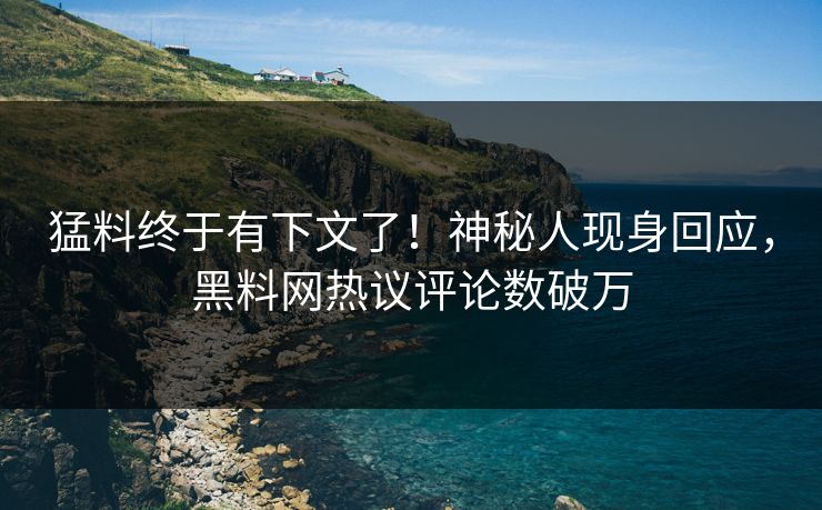 猛料终于有下文了！神秘人现身回应，黑料网热议评论数破万