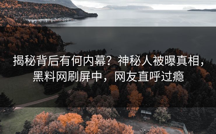 揭秘背后有何内幕？神秘人被曝真相，黑料网刷屏中，网友直呼过瘾