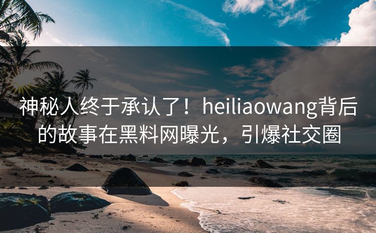 神秘人终于承认了！heiliaowang背后的故事在黑料网曝光，引爆社交圈