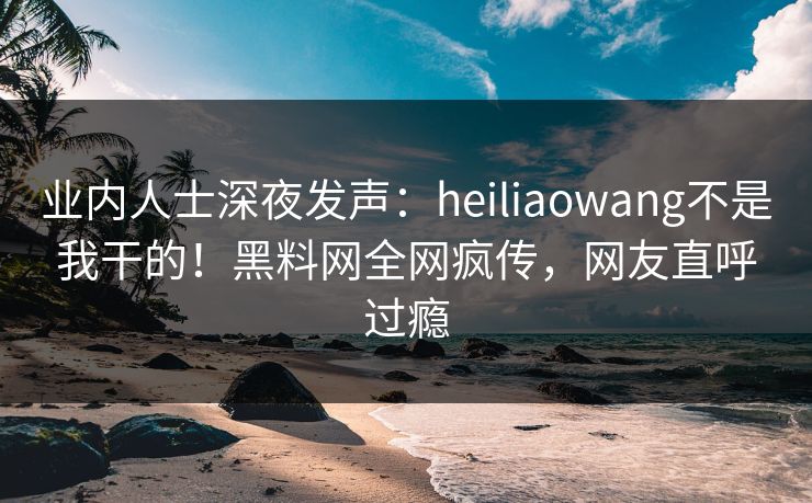 业内人士深夜发声：heiliaowang不是我干的！黑料网全网疯传，网友直呼过瘾