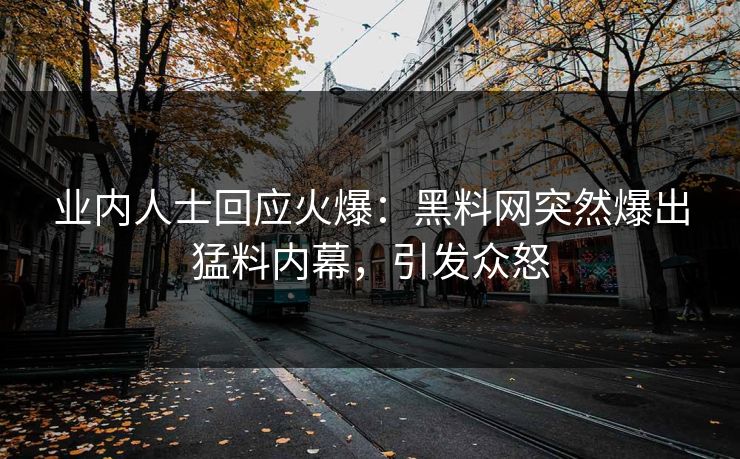 业内人士回应火爆：黑料网突然爆出猛料内幕，引发众怒
