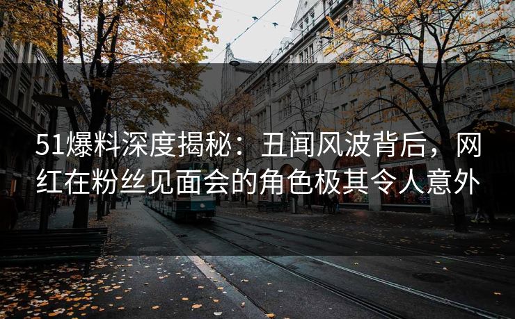 51爆料深度揭秘：丑闻风波背后，网红在粉丝见面会的角色极其令人意外