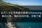 业内人士在早高峰时遭遇heiliaowang 瞬间沦陷，黑料全网炸锅，详情了解