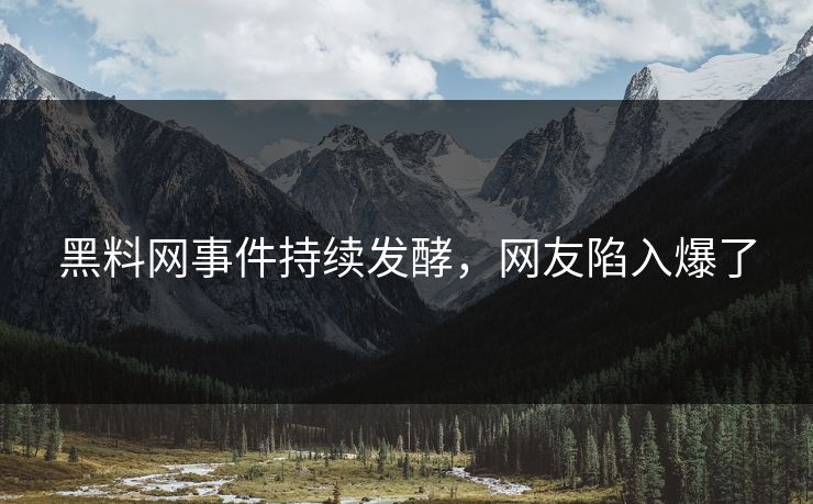 黑料网事件持续发酵，网友陷入爆了