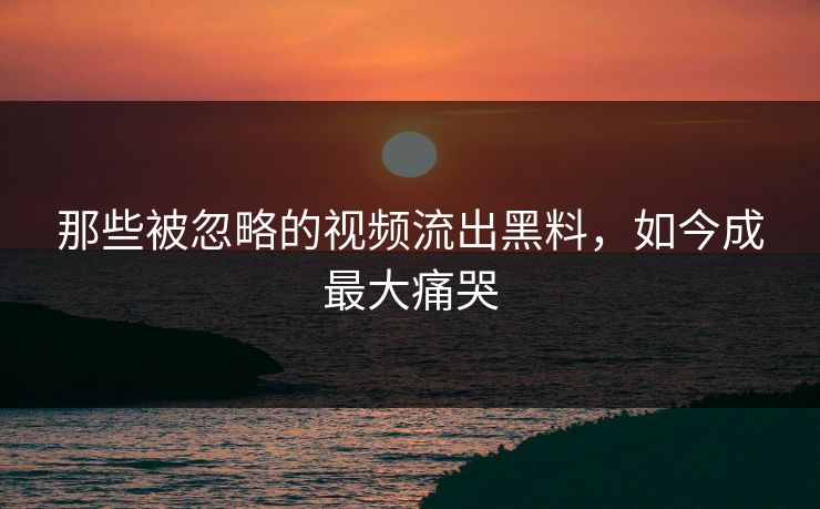 那些被忽略的视频流出黑料，如今成最大痛哭
