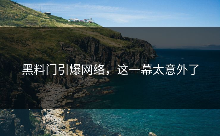 黑料门引爆网络，这一幕太意外了