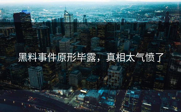 黑料事件原形毕露，真相太气愤了