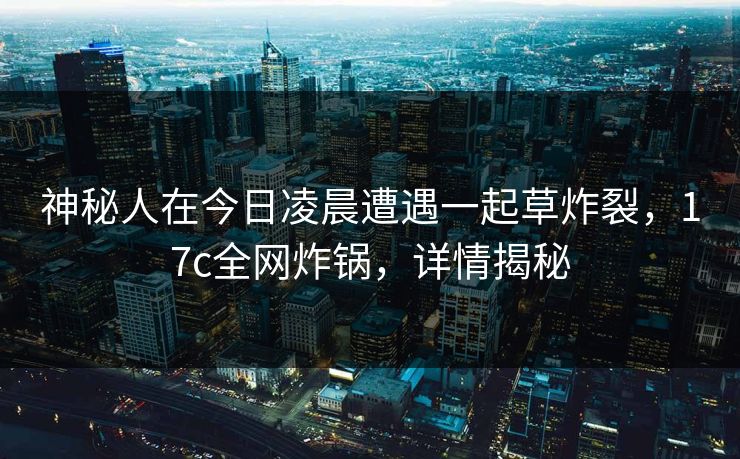神秘人在今日凌晨遭遇一起草炸裂，17c全网炸锅，详情揭秘