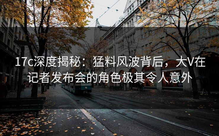 17c深度揭秘：猛料风波背后，大V在记者发布会的角色极其令人意外