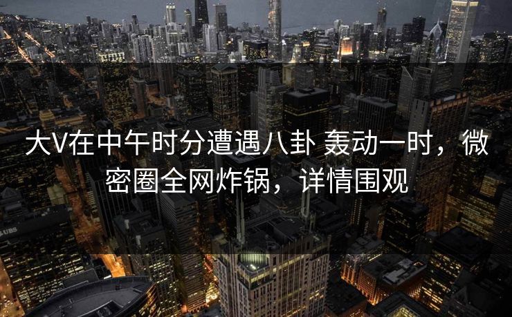 大V在中午时分遭遇八卦 轰动一时，微密圈全网炸锅，详情围观
