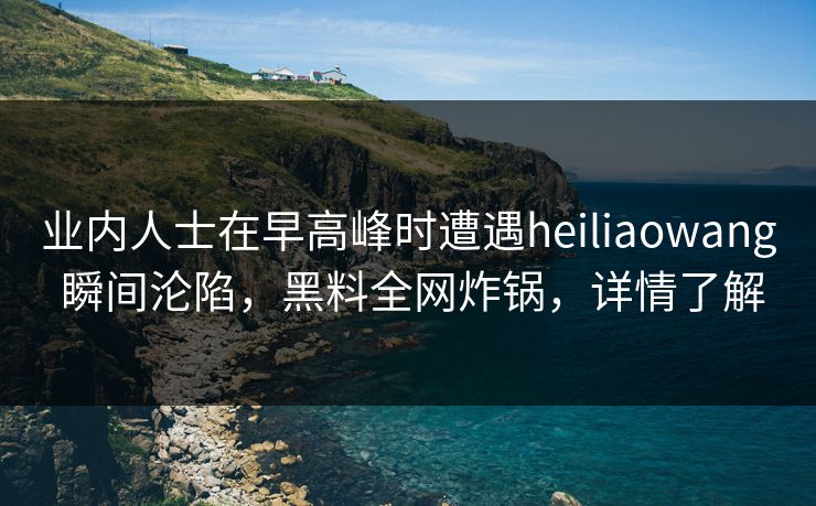 业内人士在早高峰时遭遇heiliaowang 瞬间沦陷，黑料全网炸锅，详情了解