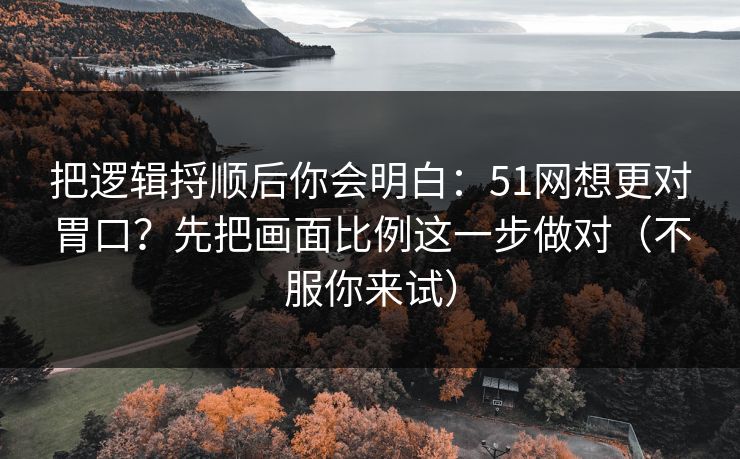 把逻辑捋顺后你会明白：51网想更对胃口？先把画面比例这一步做对（不服你来试）