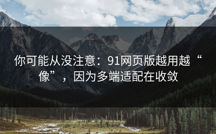 你可能从没注意：91网页版越用越“像”，因为多端适配在收敛